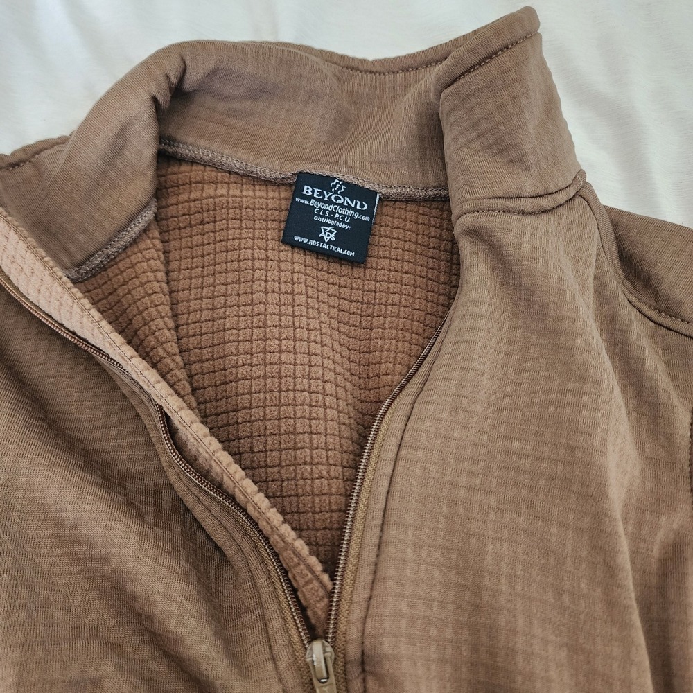 Beyond Clothing PCU Level 2 Grid Fleece Mens S Brown Excellent Quarter Zip Top - Picture 4 of 5